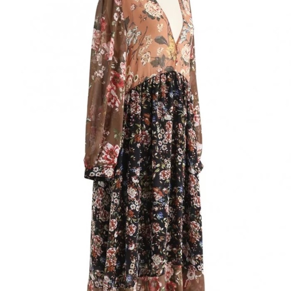 SOLD OUT Boho Fall Colors Chiffon Long Sleeve Dress - Picture 3 of 10